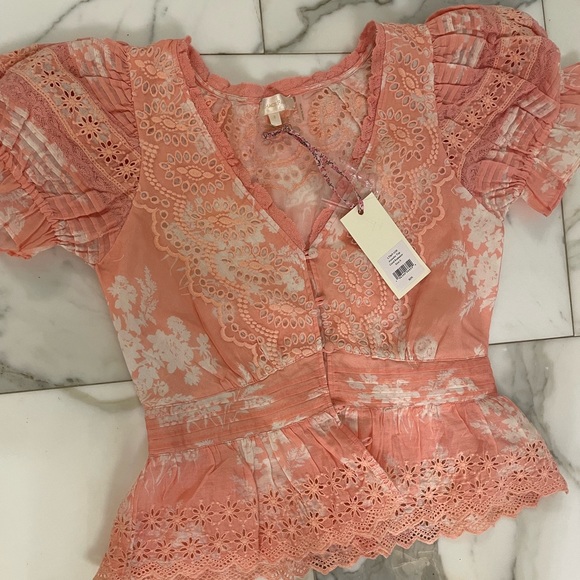 LoveShackFancy NWT Coral Annalee summer eyelet top - Picture 2 of 3
